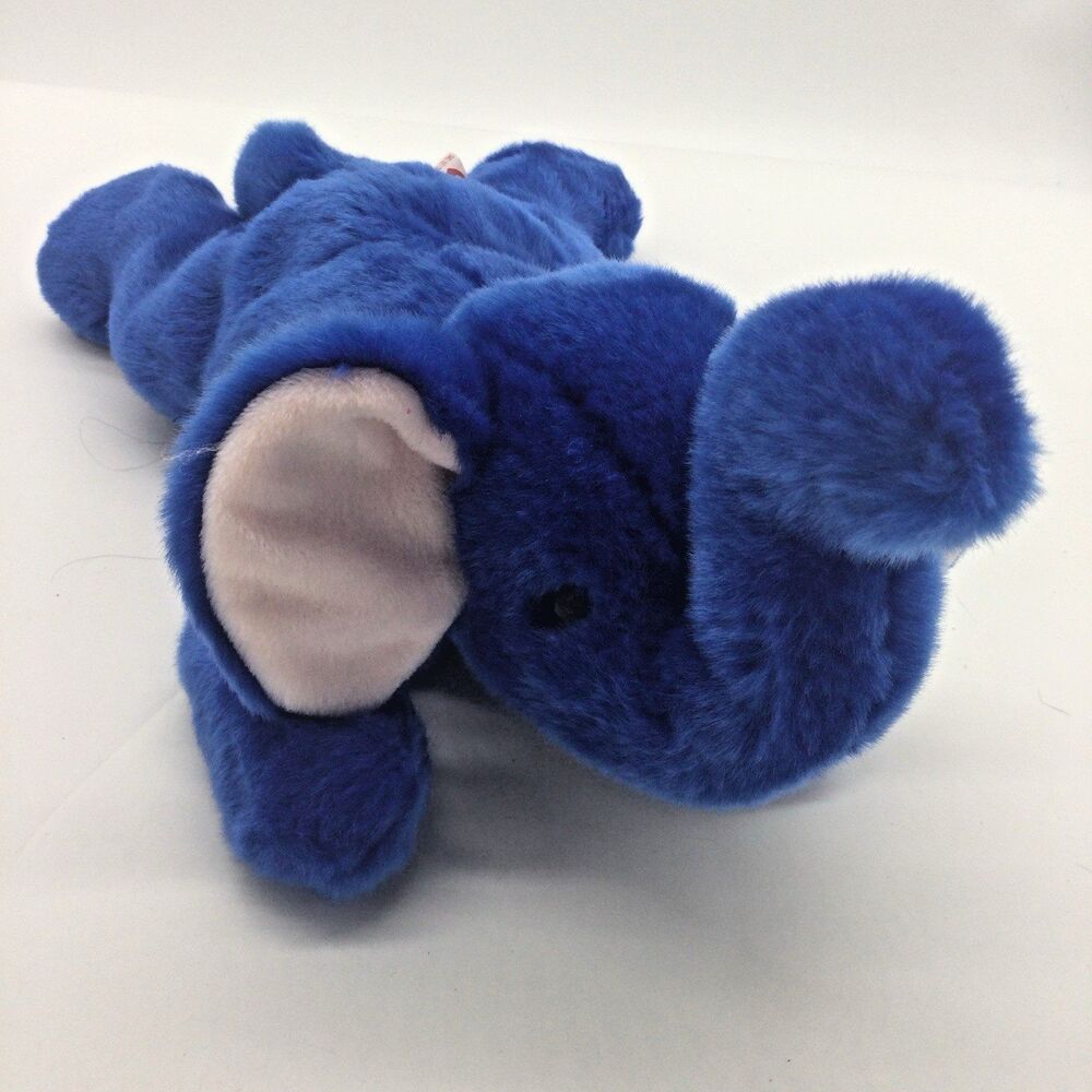 Ty Beanie Babies Large 15" Royal Blue Elephant Peanut Plush Toy NWT